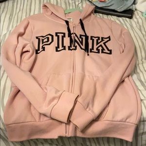 PINK light pink hoodie zip up